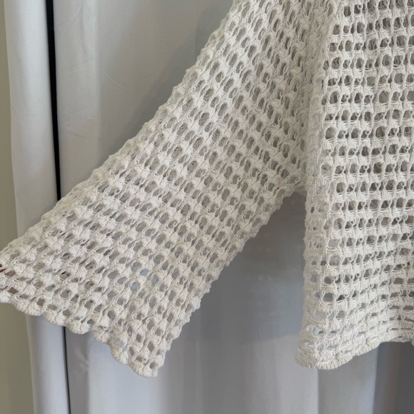 Jones Studio White Crochet Open-Knit Tie Front Shrug Women’s Medium Cotton - Picture 5 of 10